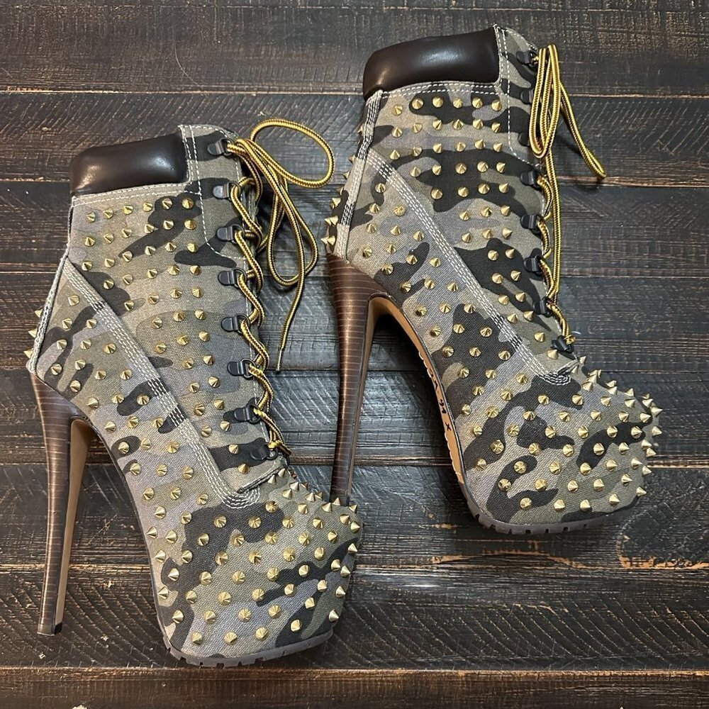 ZiGi Girl Z - Jo Camo Studded Stiletto Heeled Boots 8.5